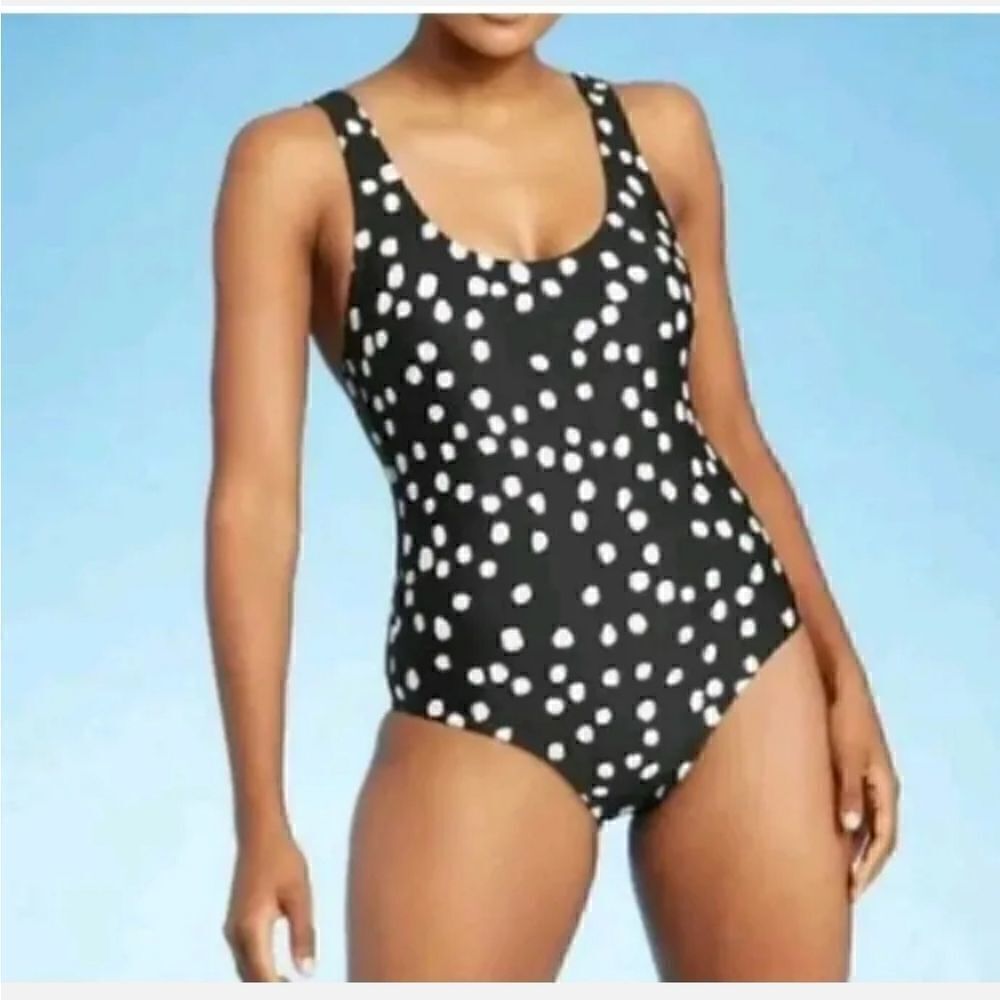 Kona Sol Black Polkadot Swimsuit M